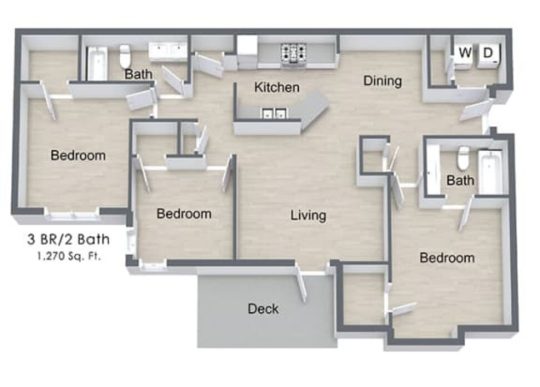 the floor plan for a two bedroom apartment at The Leyland Pointe